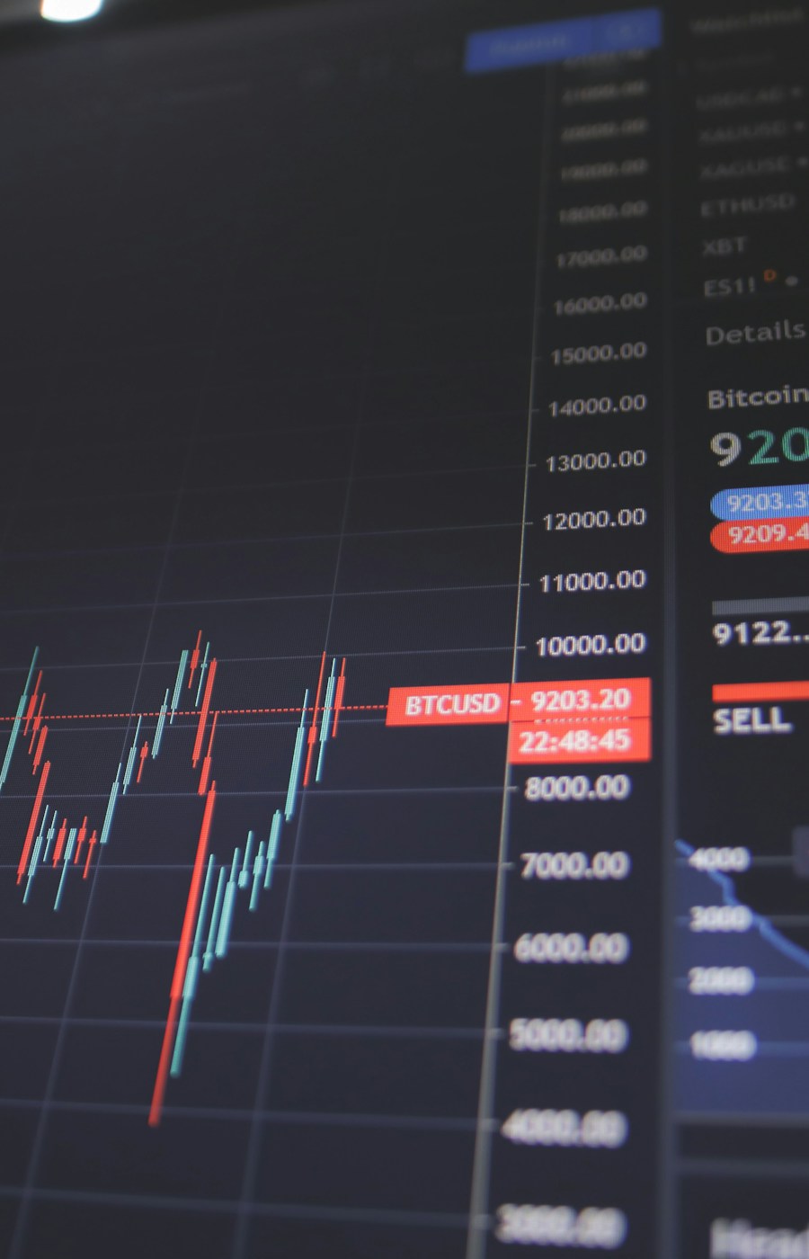 Trading screen with market data